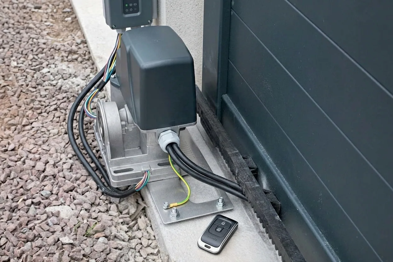 Motorisation portail, garage et volets à Sète — après (chantier 6)
